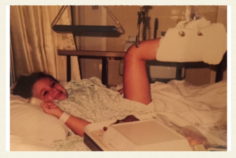 PHOTO: Michelle recovering from one of many fractures she experienced throughout her childhood
